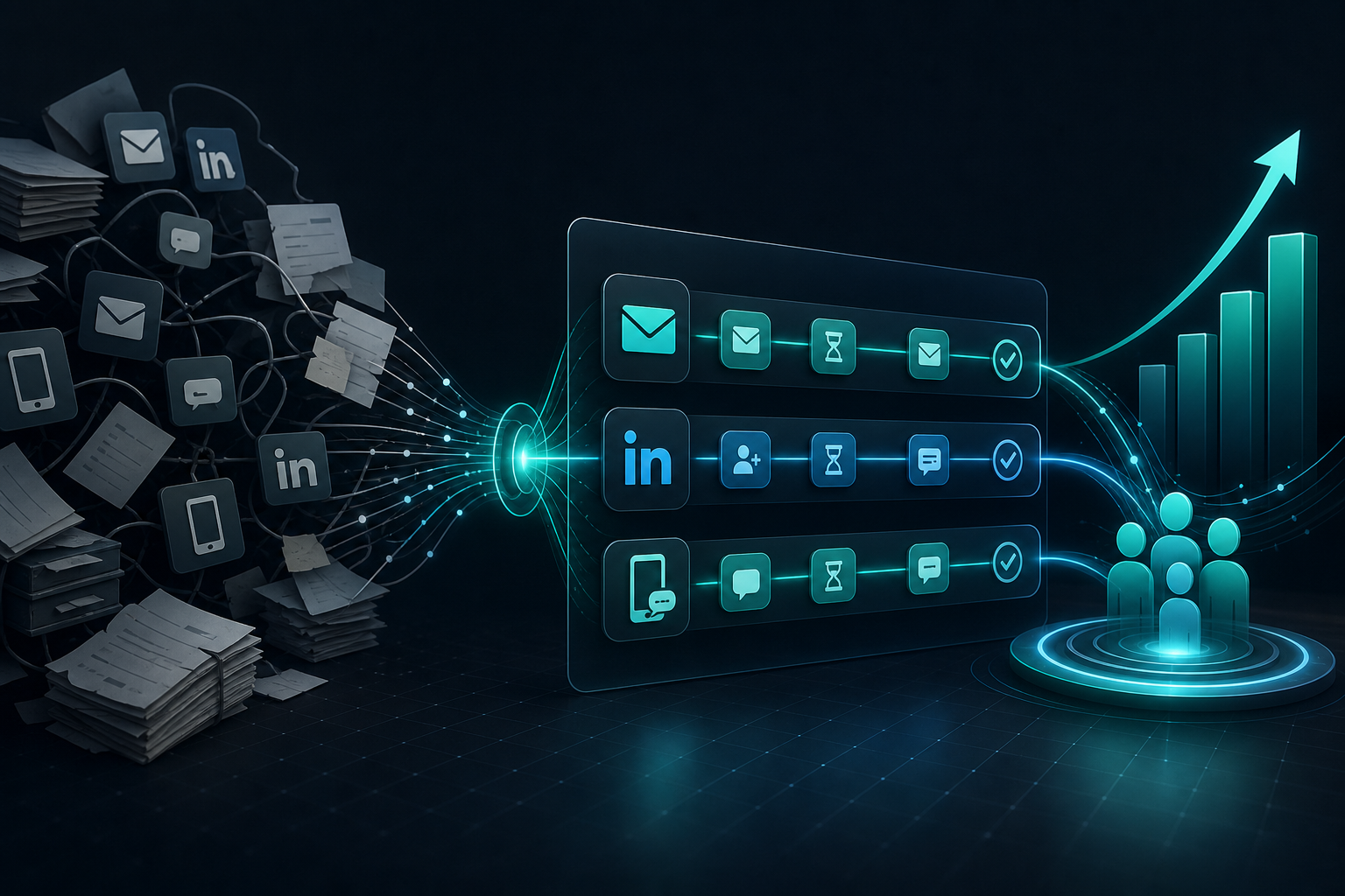 linkedin email sms outreach tool feature image showing AmroGen AI sales workflow and SEO comparison insight