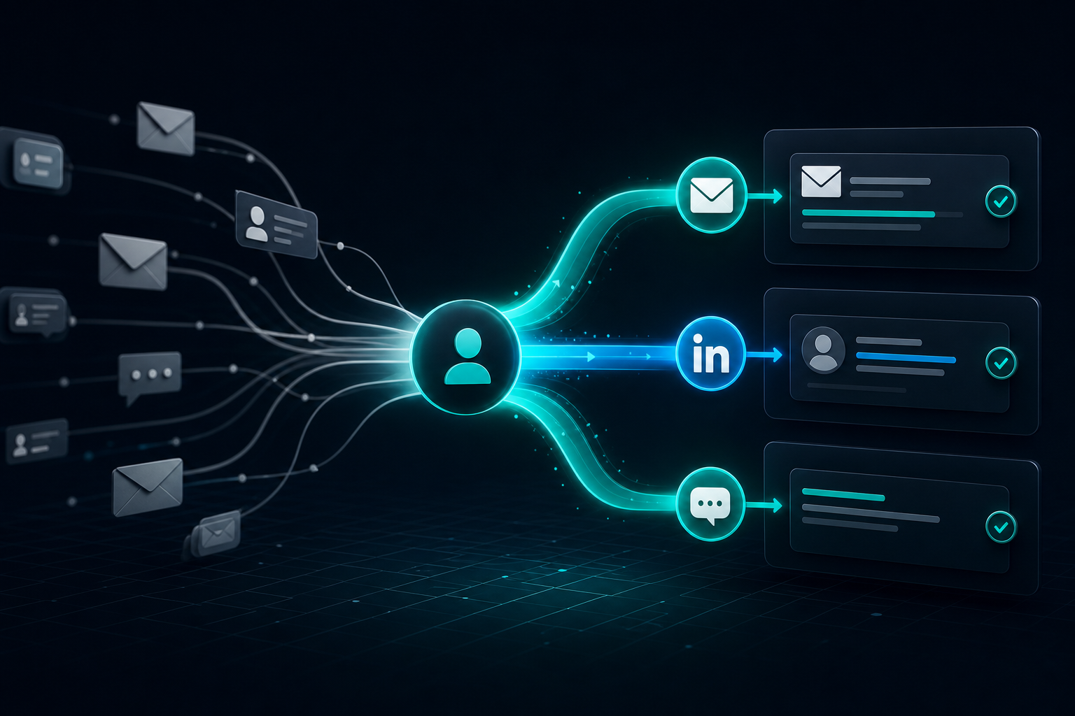linkedin email sms outreach tool infographic explaining Featured Snippet Target: Which tools support email, LinkedIn, and SMS outreach?